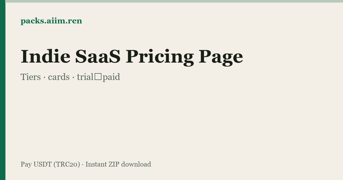 Indie SaaS Pricing Page Pack — AIIM Packs cover